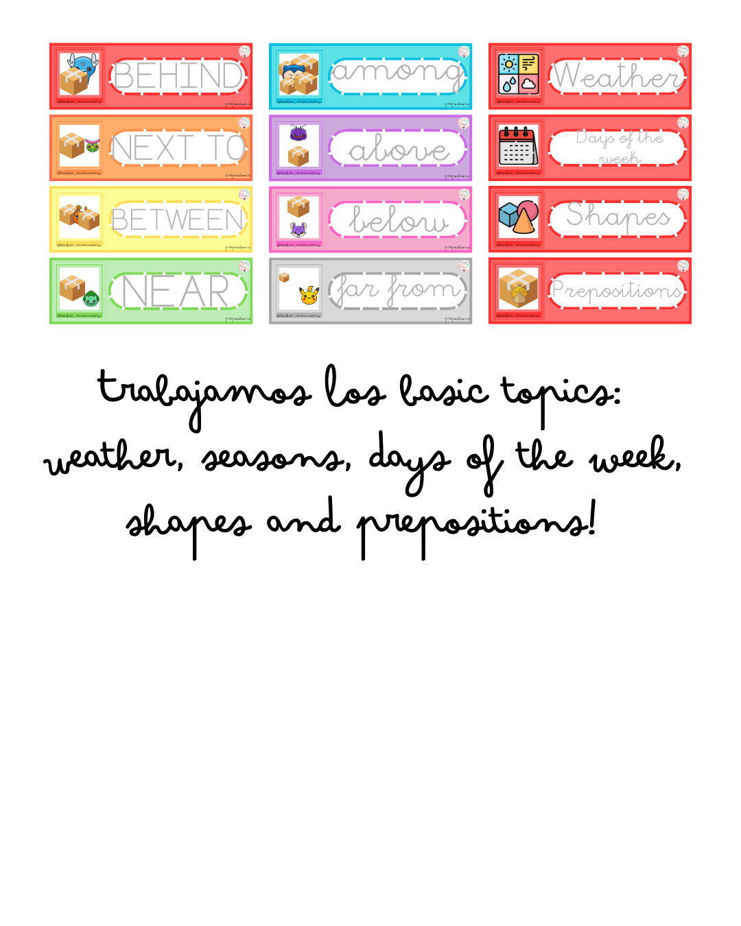 Vocabulary cards: Basic topics