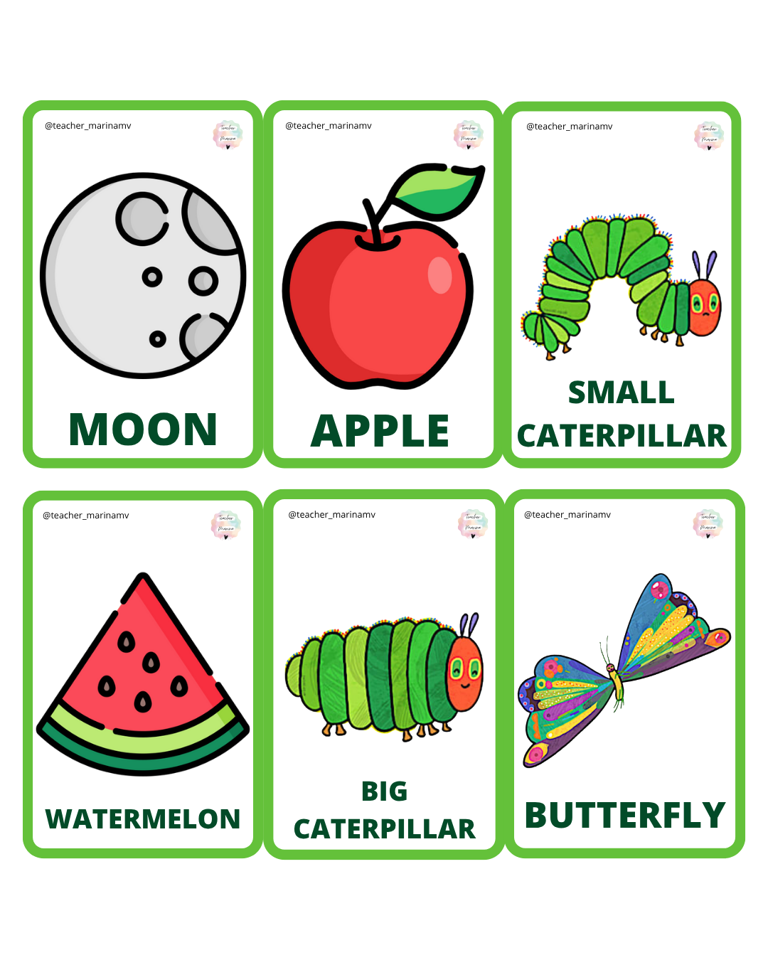 Flashcards: The very hungry caterpillar