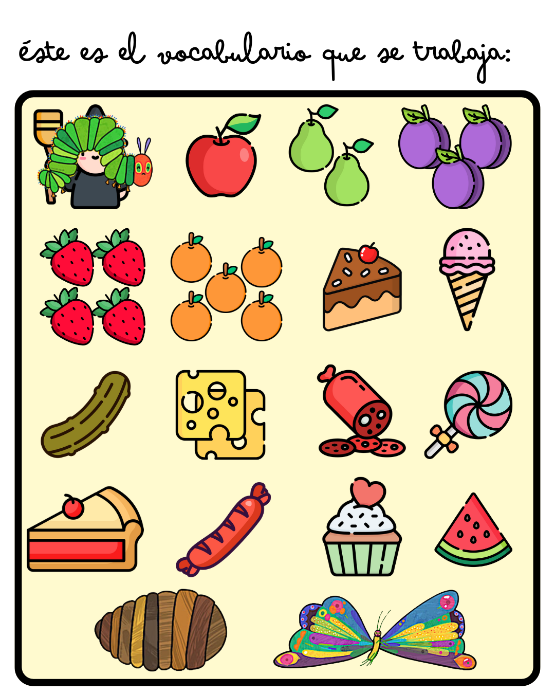 Librito tipo juego: The very hungry caterpillar